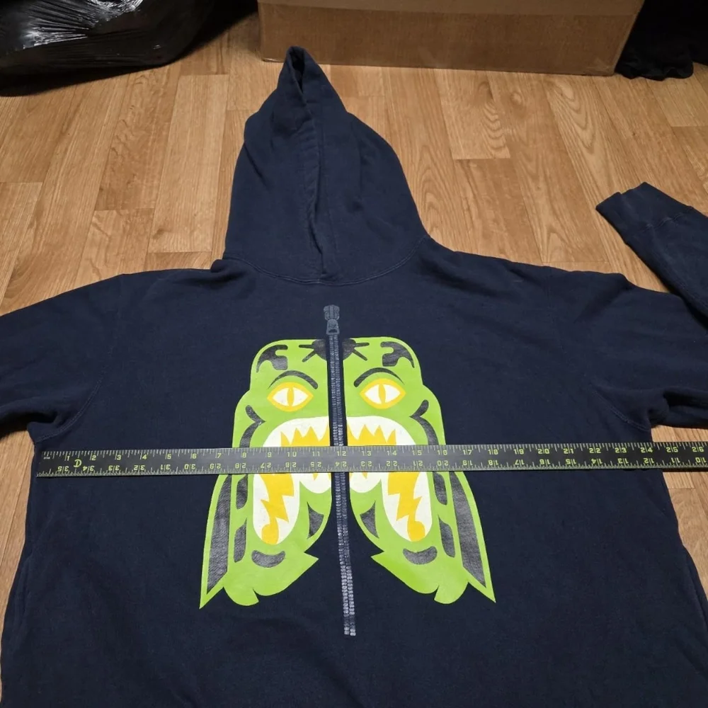 Bape A Bathing Ape Sweatshirt Hoodie Shark Size Large Navy - Picture 3 of 8